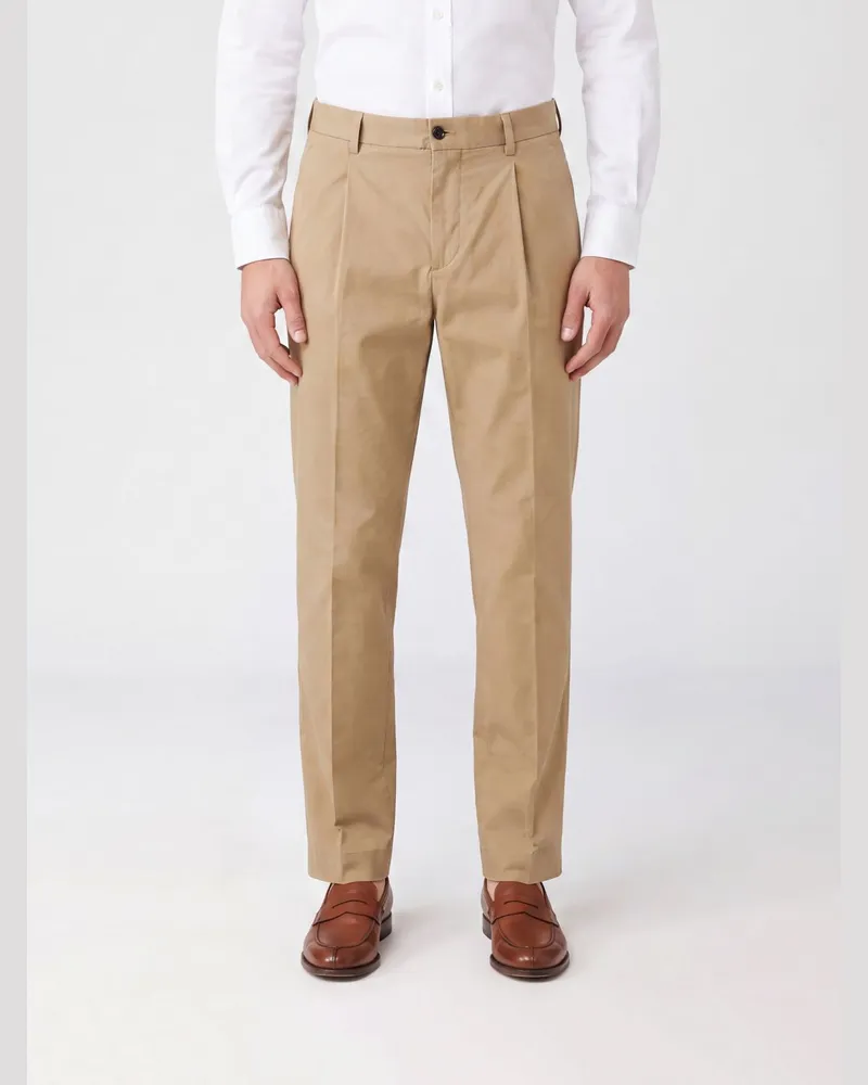 Barbour Bellamy Chino-Hose mit weitem Bein aus Stretch-Baumwolle mit Bundfalten Sand