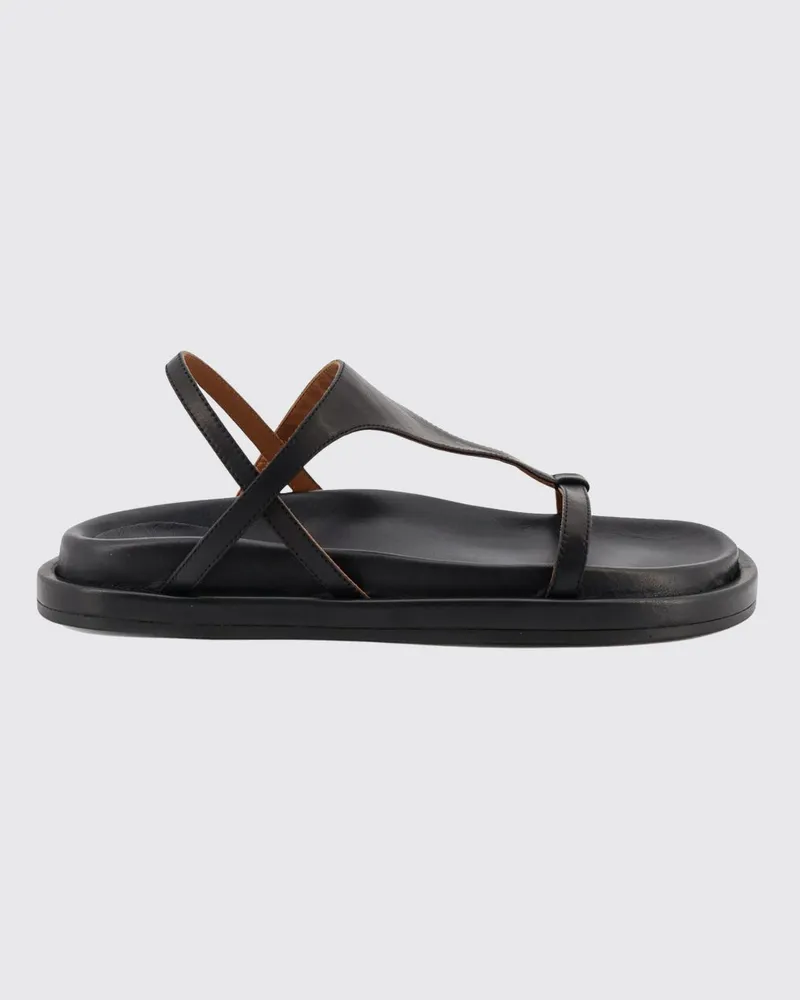 ATP Atelier Flache Leder-Slingback-Sandalen von Schwarz