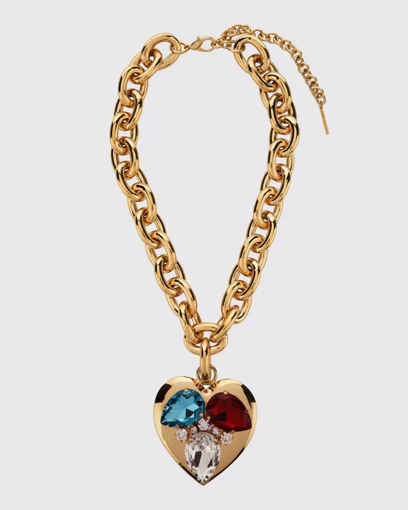 Alessandra Rich Choker-Halskette aus vergoldetem Messing mit Kristall-Herzanhänger Gold