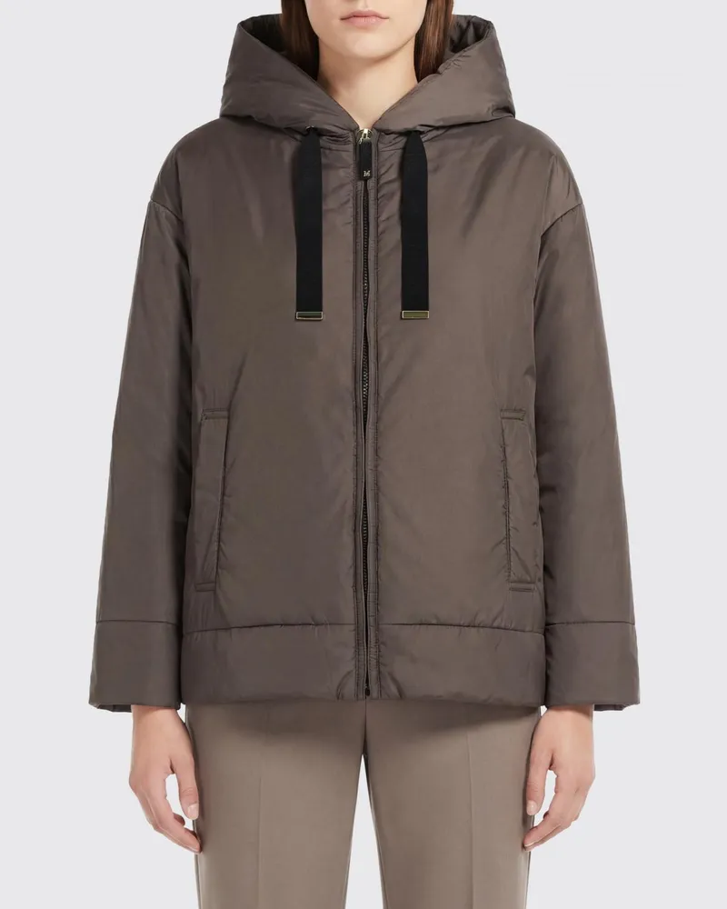 Max Mara Polyester-Daunenjacke mit Kapuze Braun