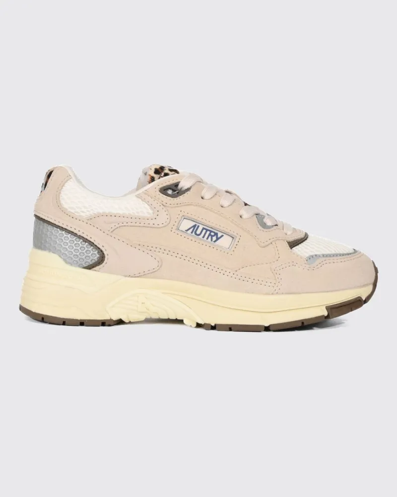 AUTRY Zweifarbige Hyperway Sneaker aus Leder und Mesh mit Cut-Out-Logo Taubengrau