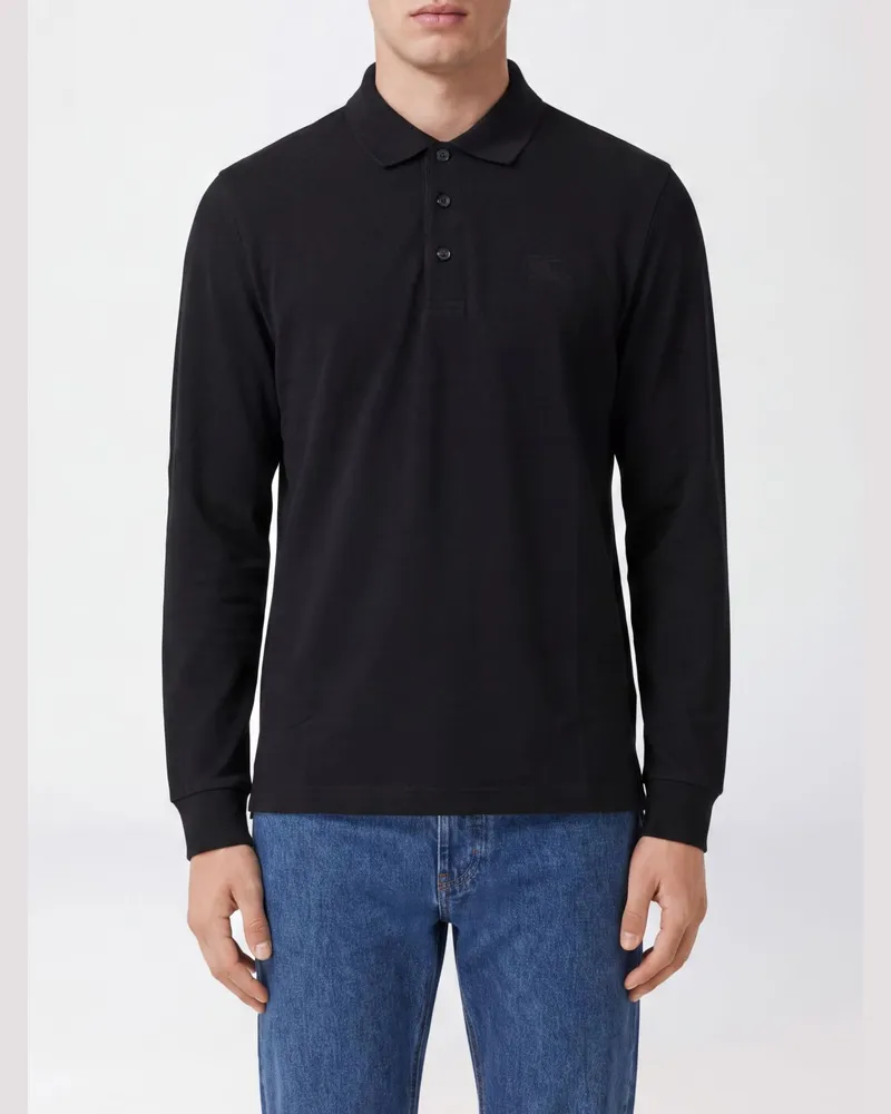 Burberry Langärmeliges Slim Fit Poloshirt von aus Baumwolle mit EKD-Logo Schwarz