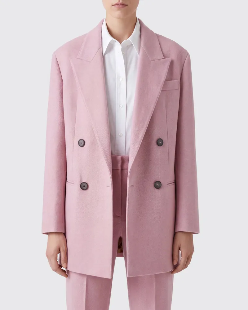 TELA Kurzer Zweireiher-Blazer aus Wolle in Relaxed Fit mit fallendem Revers Pink