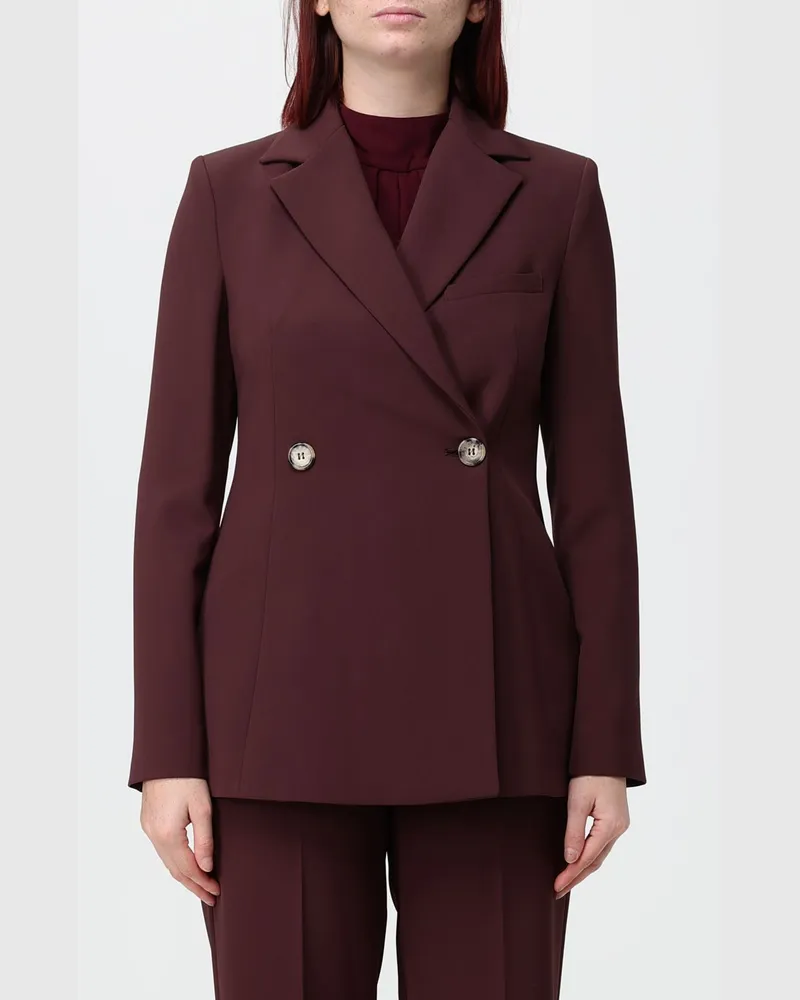Hanita Kurzer Zweireiher-Blazer aus Polyester mit Revers Burgunderrot