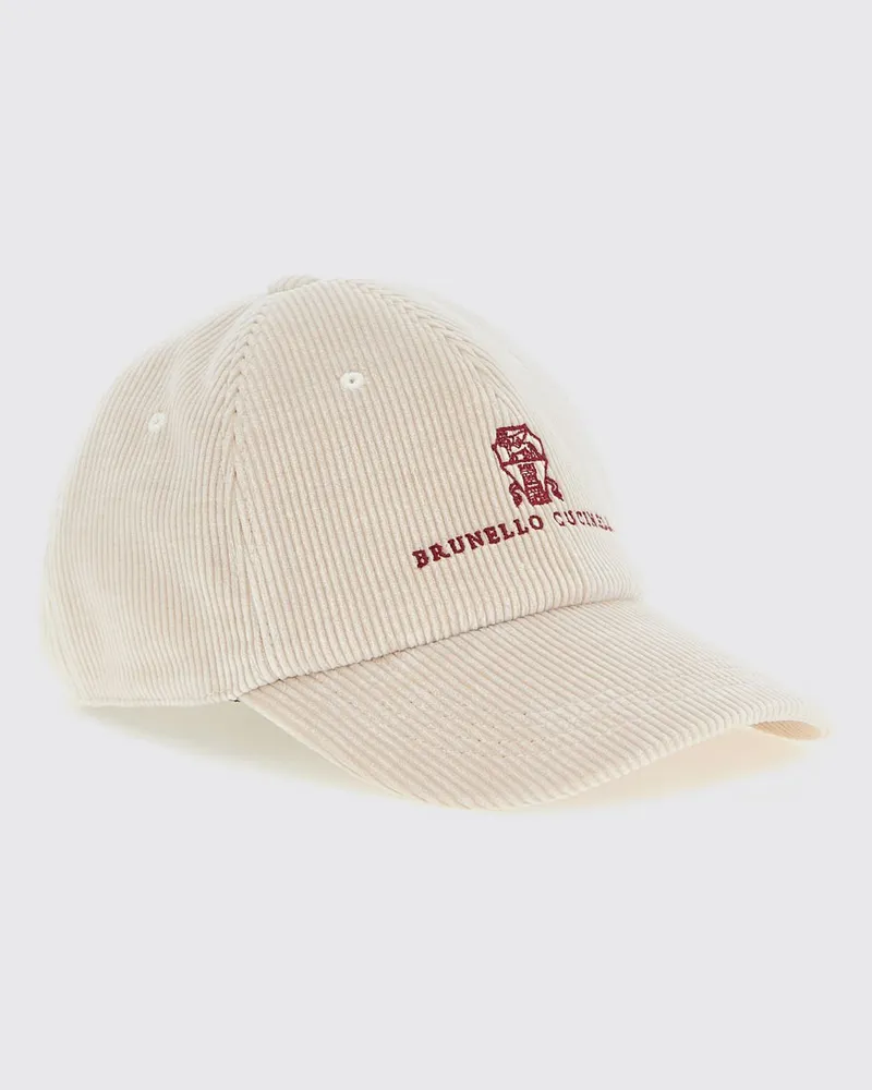Brunello Cucinelli Baseballkappe aus Baumwoll- und Kaschmir-Cord Ivory