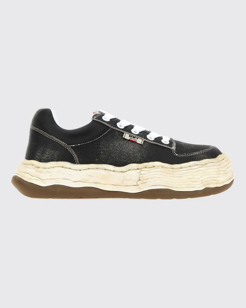 MIHARAYASUHIRO Oliver Low-Top-Ledersneaker im Distressed-Look Schwarz
