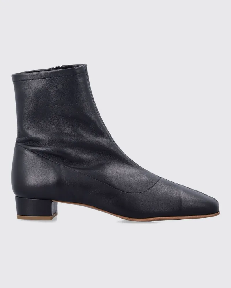 by FAR Este Stiefeletten aus glattem Lammleder mit eckiger Spitze Schwarz