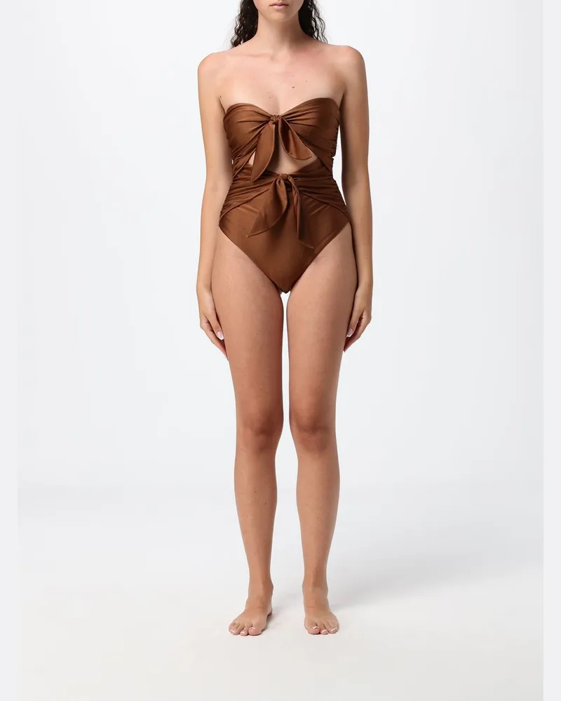 Zimmermann Einteiliger Badeanzug von mit Cut-Outs und Herzausschnitt Wallnuss