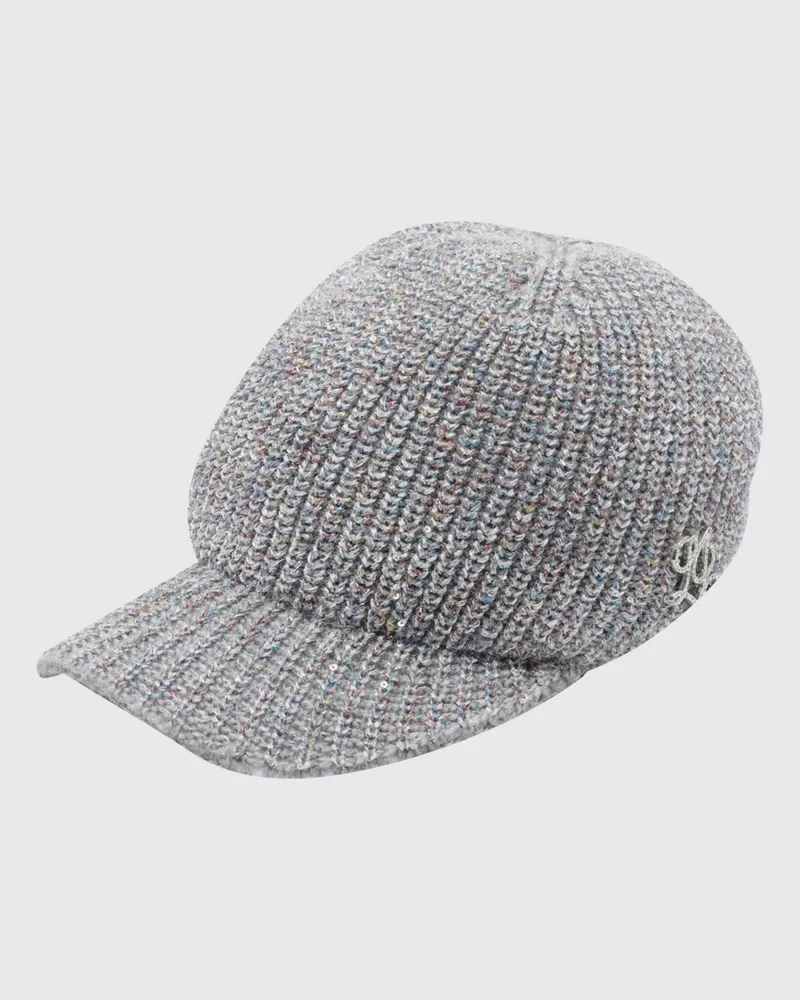 Liu Jo Baseballkappe aus Rippstrick mit Metalllogo Grau