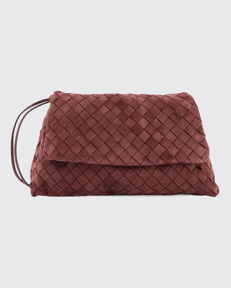 Bottega Veneta Giorno Schultertasche aus Kalbsleder mit Patte Burgunderrot