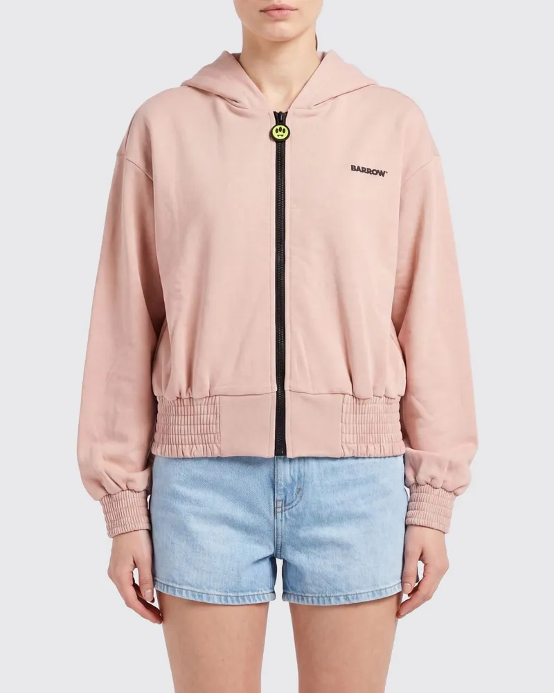 BARROW Baumwoll-Kapuzenjacke mit Reißverschluss und Kontrastlogo Pink