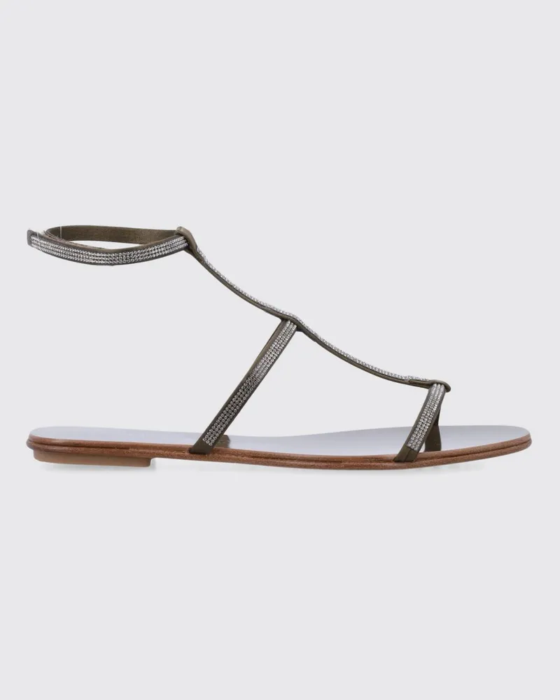 Pedro Garcia Sandalen aus Wildkalbsleder mit Strass Olive