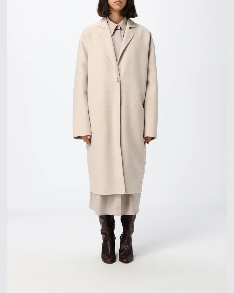 Fabiana Filippi Langer Einreiher-Mantel aus Schurwolle mit lockerer Passform Beige