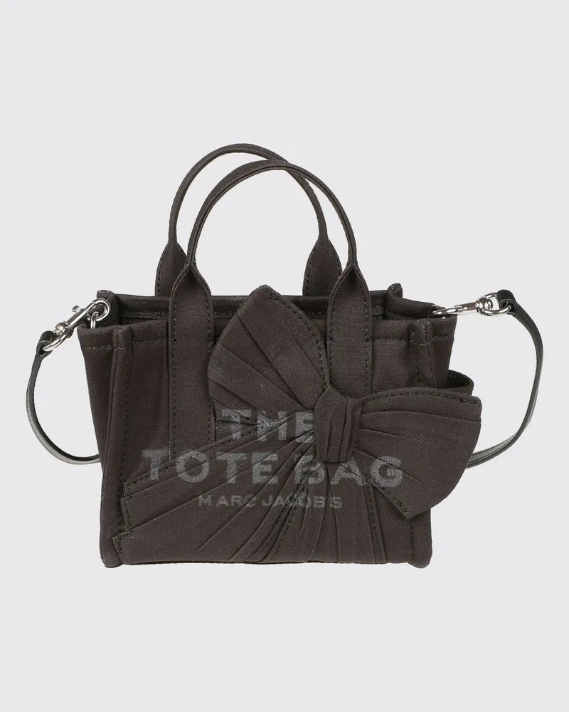 Marc Jacobs The Small Tote Bag Mini-Tote von aus Canvas mit Kontrast-Logo Schwarz