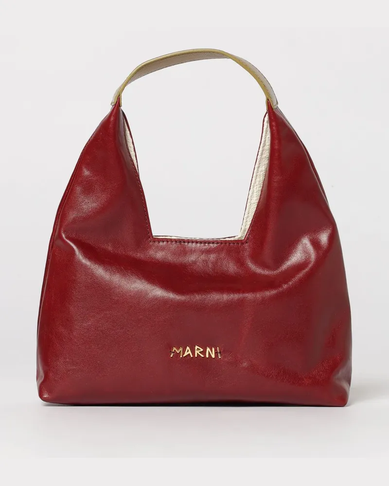 Marni Schultertasche damen Burgunderrot