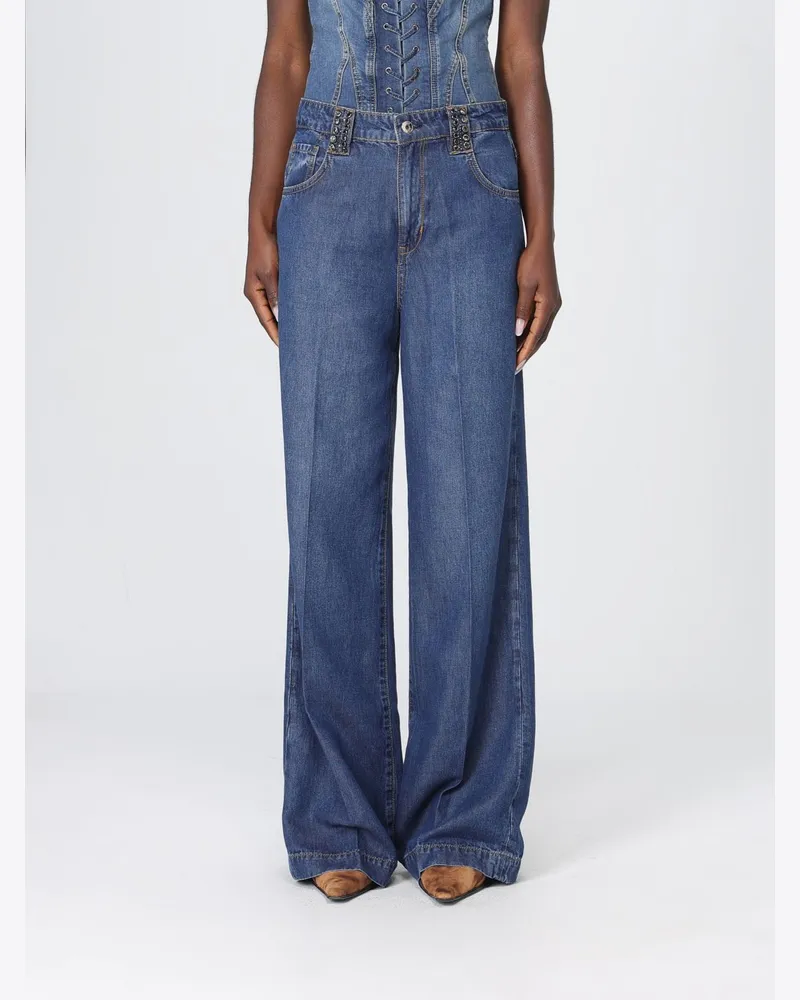 Liu Jo Wide-Leg Jeans aus Denim mit Strasssteinen Denim