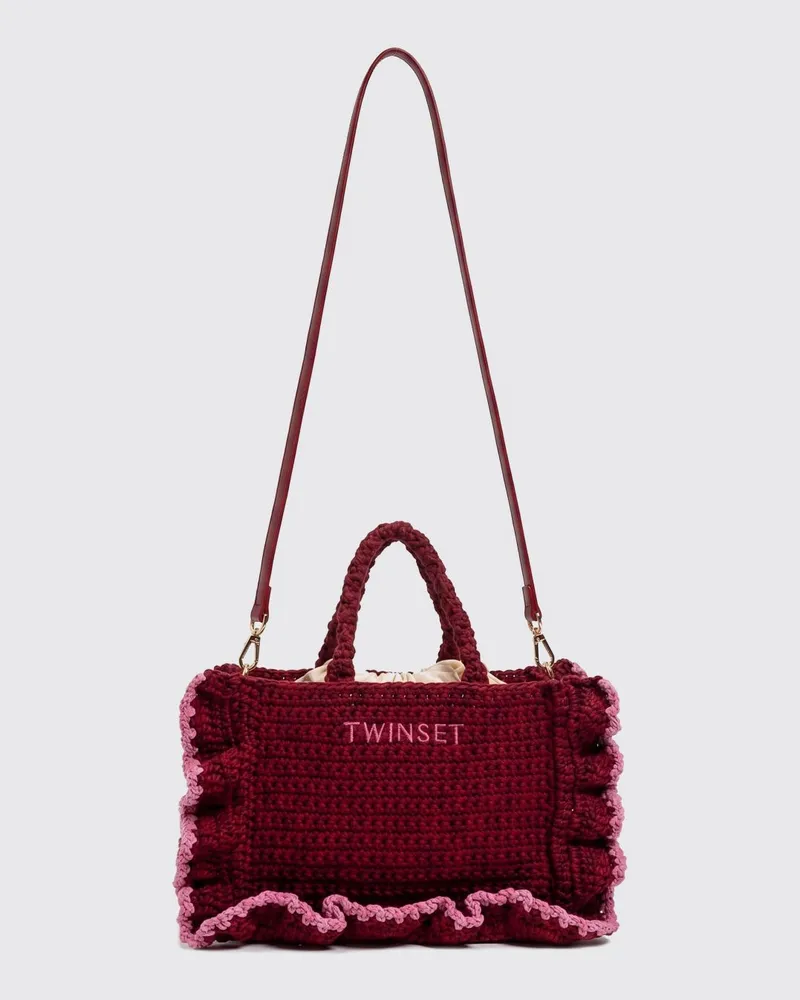 Twin-Set Tasche aus Häkelstoff Rot