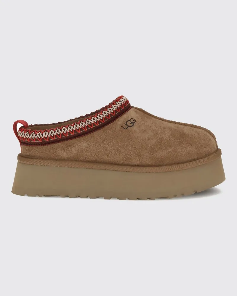 UGG Tazz II Mules aus Veloursleder mit Plateausohle und Kontrastnähten Wallnuss