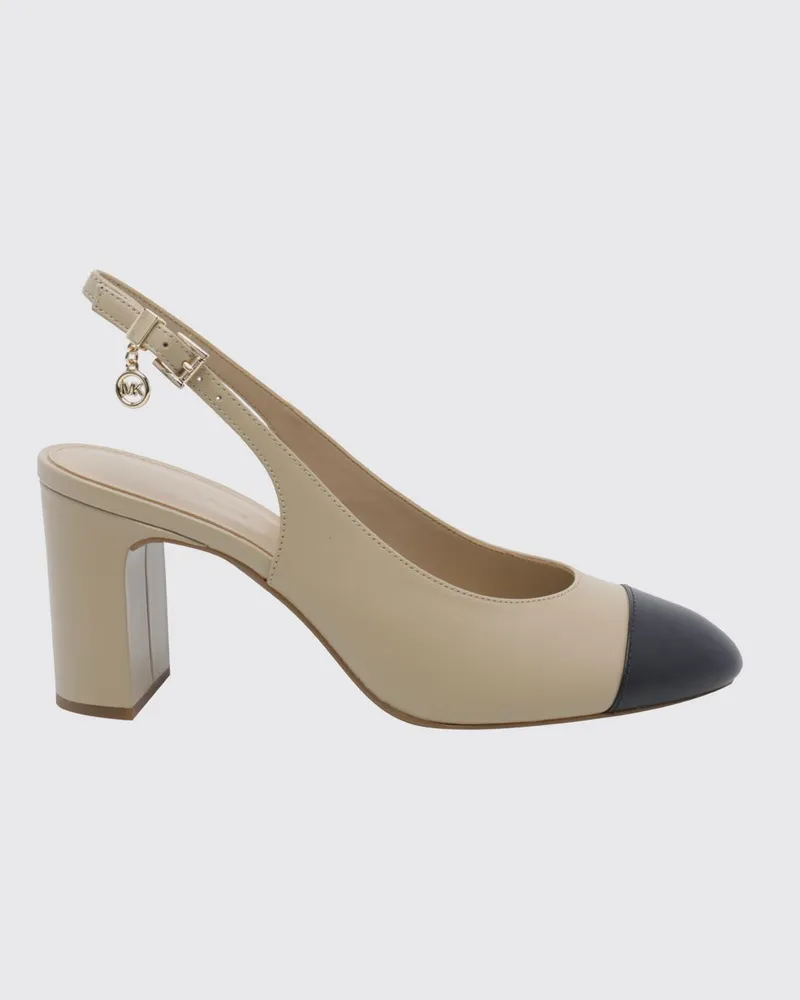 Michael Kors Piper Slingback-Pumps aus Leder mit MK-Monogramm und Blockabsatz Beige