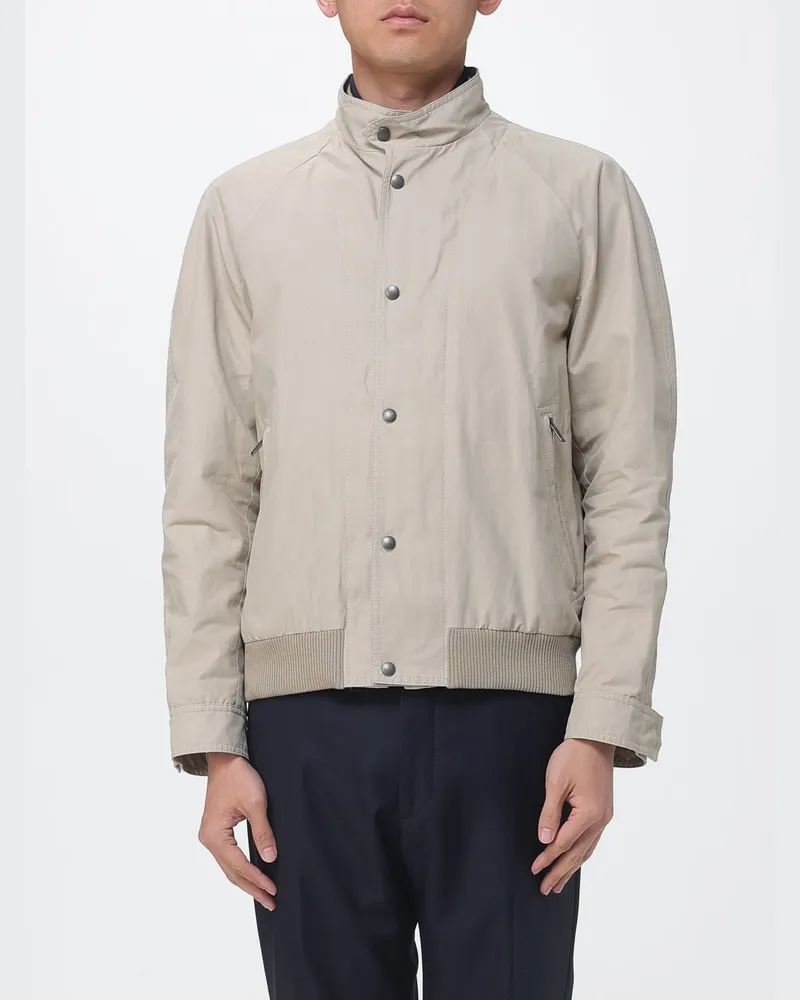 Fay Winddichte und wasserabweisende Bomberjacke aus technischem Nylon mit hohem Kragen Cream