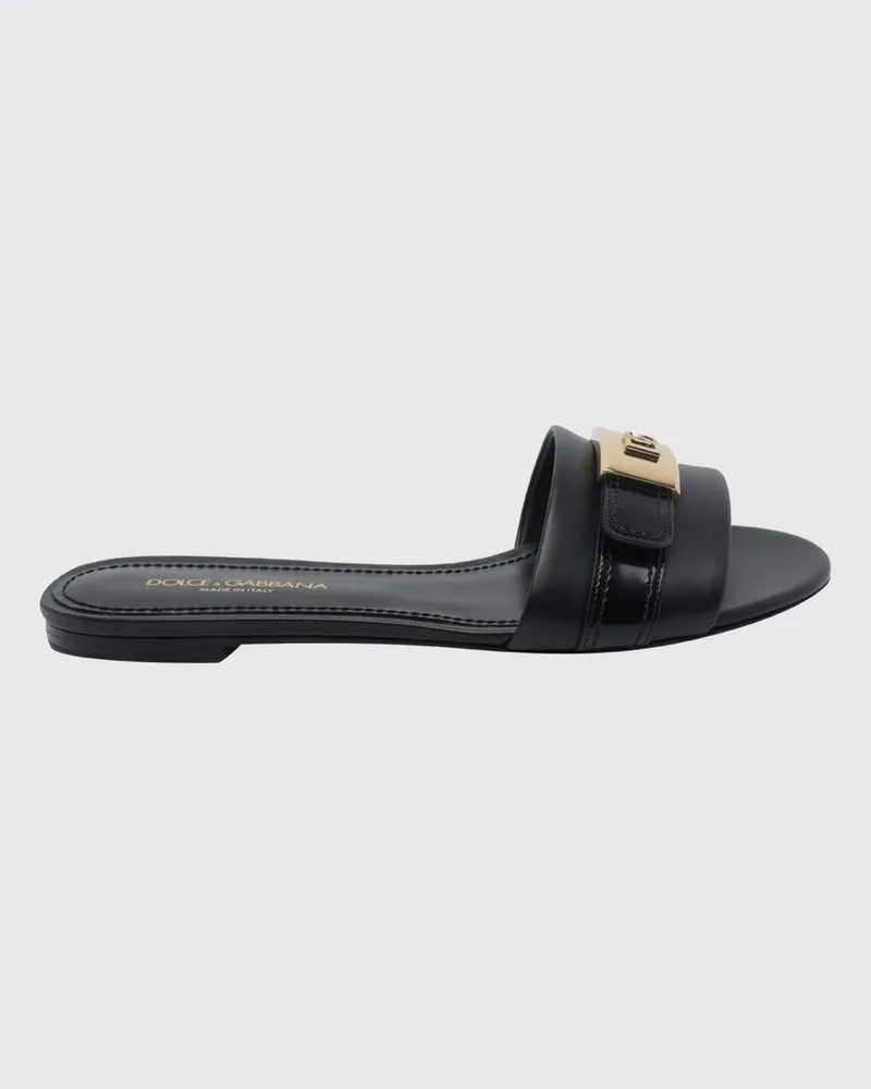 Dolce & Gabbana DOLCE  GABBANA Mules-Sandalen Dolce & Gabbana aus Kalbsleder mit DG-Monogramm-Logo Schwarz