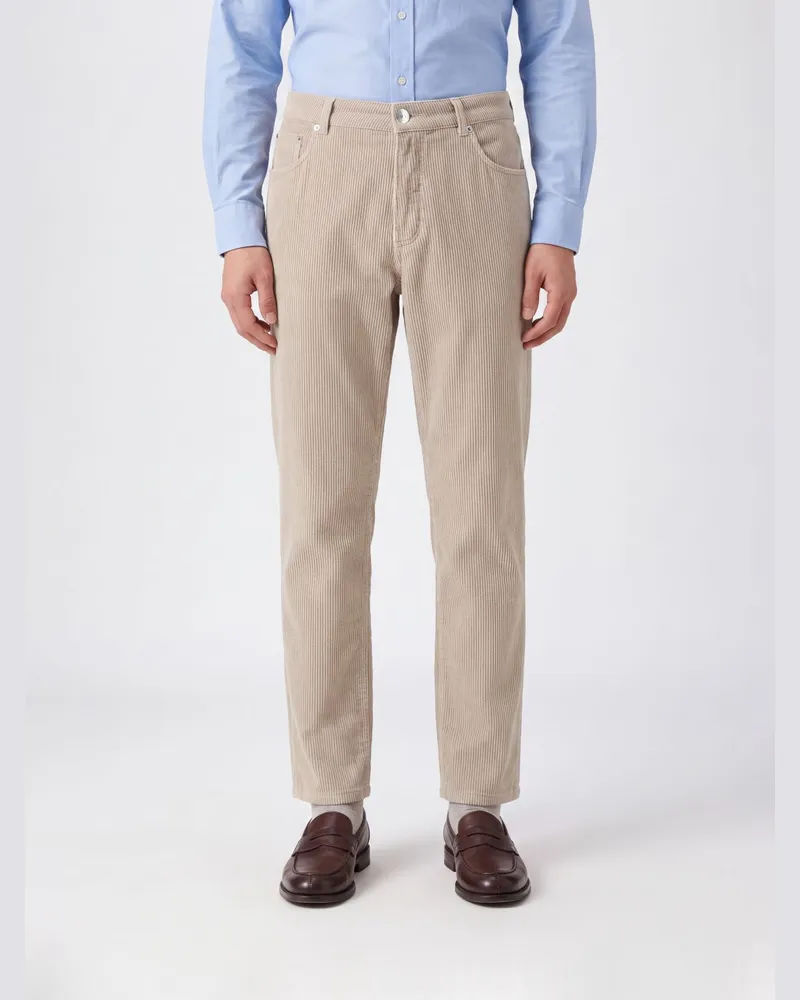 Brunello Cucinelli Slim-Fit Fünf-Taschen-Hose aus Baumwoll-Cord Sand