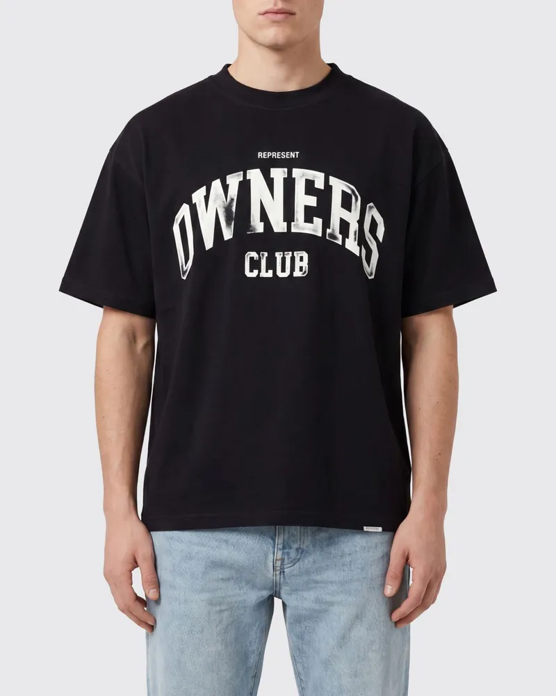 REPRESENT Vintage-T-Shirt aus Baumwolle mit Logo-Print und überschnittenen Schultern Schwarz
