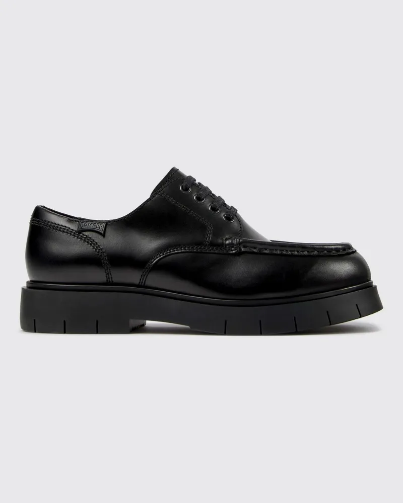 Camper Derby-Schuhe von aus gebürstetem Leder mit runder Kappe Schwarz