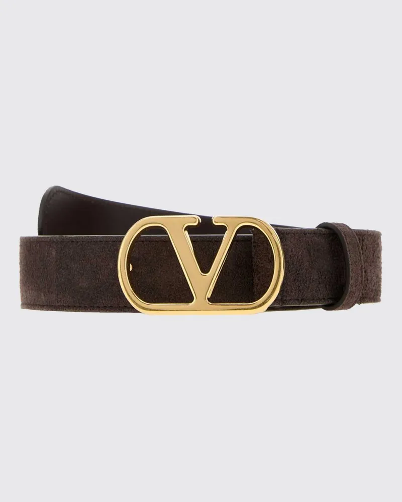 Valentino Garavani Wildledergürtel mit VLogo Signature-Schnalle Dark