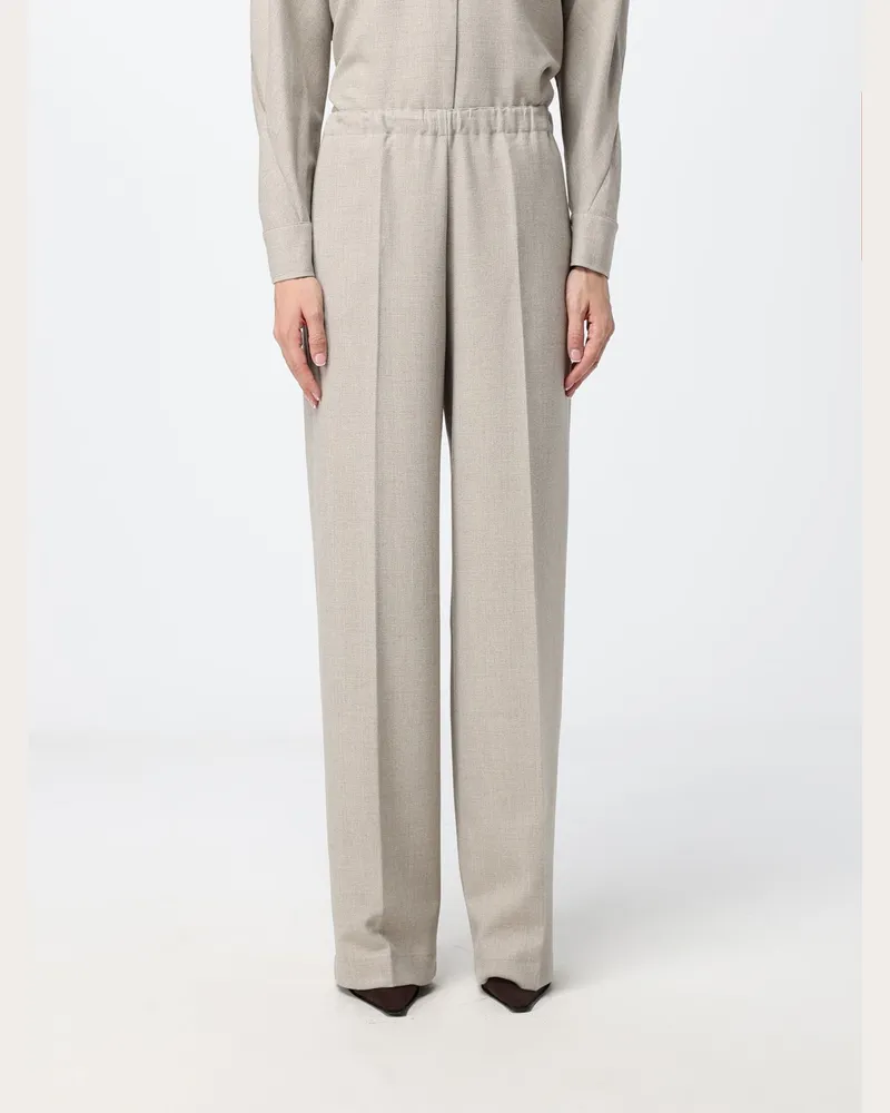 Fabiana Filippi High-Waist Palazzo-Hose aus Wollmischung mit Schmuckdetail Braun