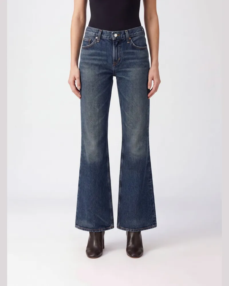AGOLDE Flared Jeans mit niedriger Taille aus regenerativem Baumwolldenim Blau