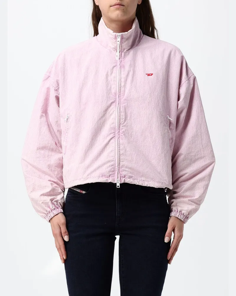 Diesel Kurze Windjacke G-Leamer mit Stehkragen und gesticktem Logo Pink