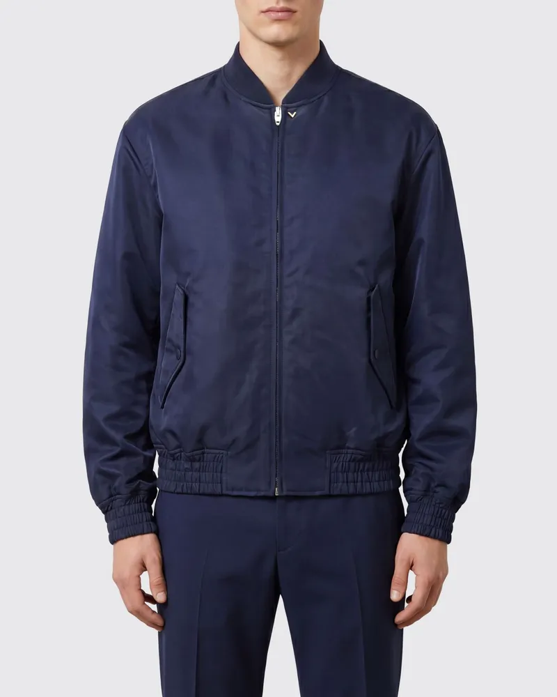 Valentino Garavani Wasserdichte Bomberjacke aus Nylon mit VLogo Signature Navy