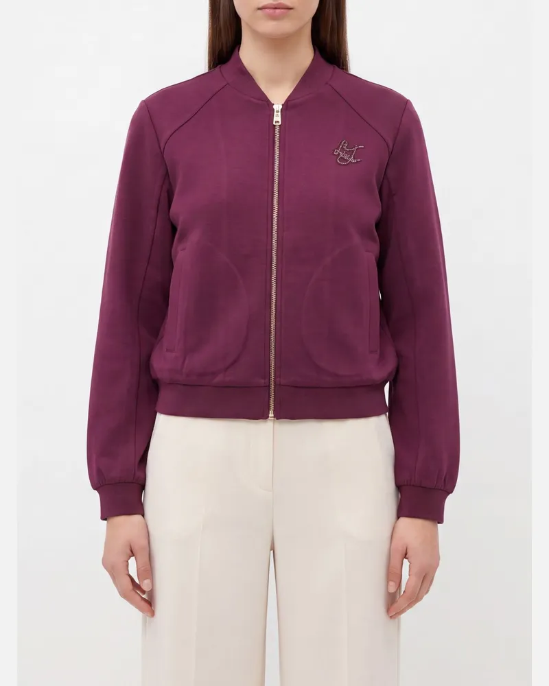 Liu Jo Sweatjacke aus Baumwollmischung von mit Strass-Logo Rot