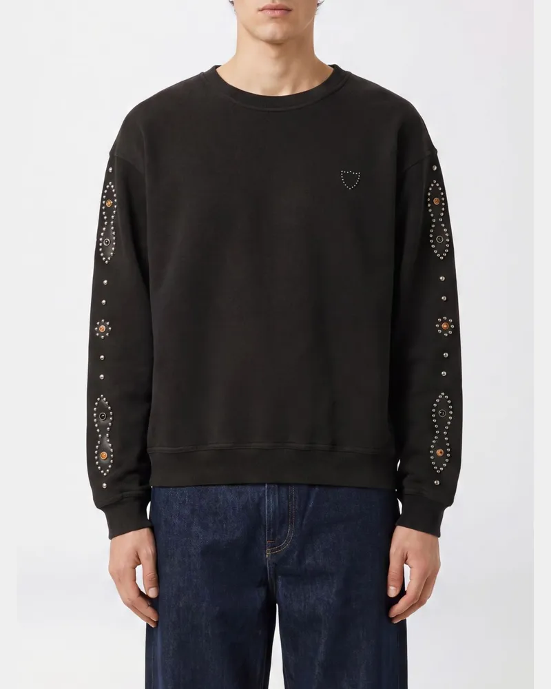 HTC Hollywood Trading Company Relaxed-Fit Baumwoll-Sweatshirt mit Nieten und Stickerei von Schwarz