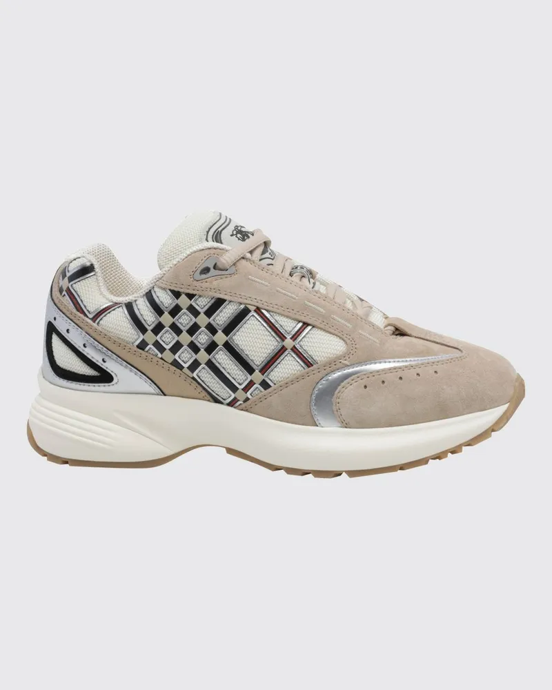 Burberry Eclipse Low-Top-Sneaker aus Wildleder und Stoff mit Karomuster Beige