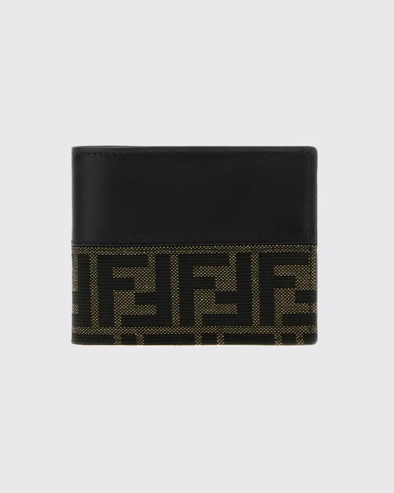 Fendi Bifold-Brieftasche aus Kalbsleder mit FF-Monogramm-Jacquard Schwarz