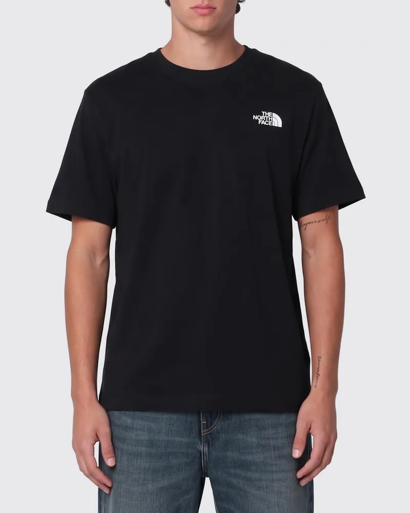 The North Face Kurzarm-T-Shirt aus Baumwolle mit kontrastierendem Grafik-Logo-Print Schwarz