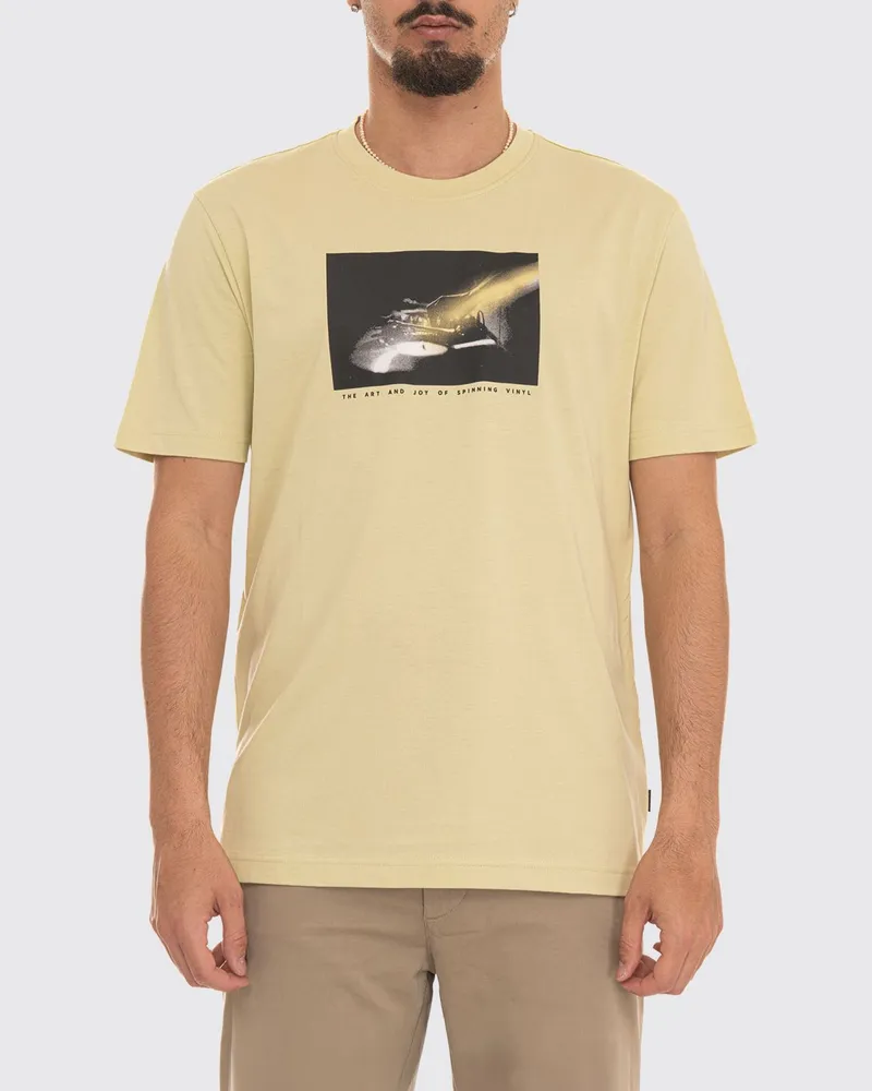 HUGO BOSS T-Shirt aus reiner Baumwolle mit Rundhals und Front-Logo-Print Grün