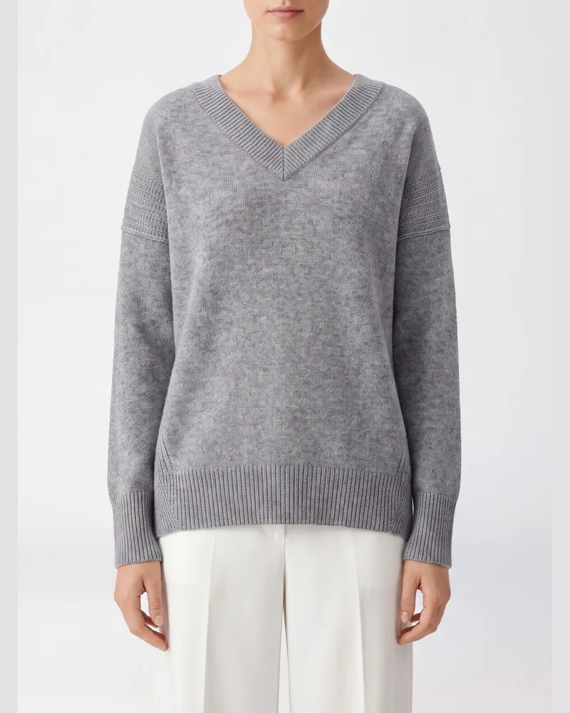 Ermanno Scervino Mini-Strickkleid aus Kaschmir und Seide mit Spitzeneinsätzen Grau