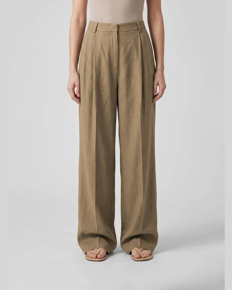 Fabiana Filippi Weite Hose aus Leinenmischung Mud