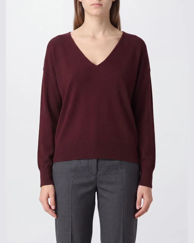 Roberto Collina Pullover aus Merinowolle und Kaschmir mit V-Ausschnitt Burgunderrot