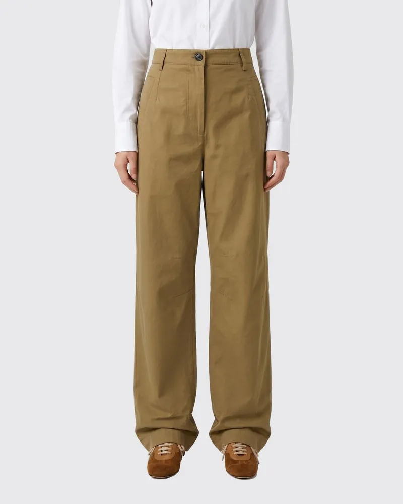 Dries van Noten Weite Hose aus Baumwollmischung Beige