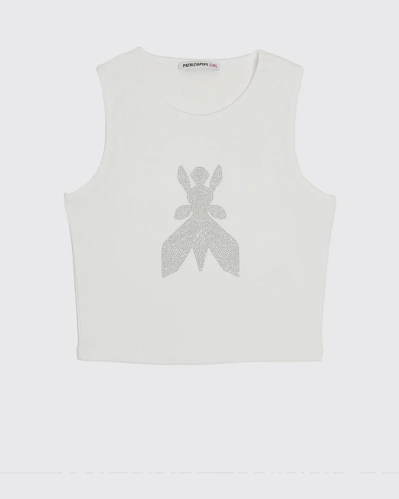 Patrizia Pepe Baumwoll-Tanktop mit Strass-Logo Weiß