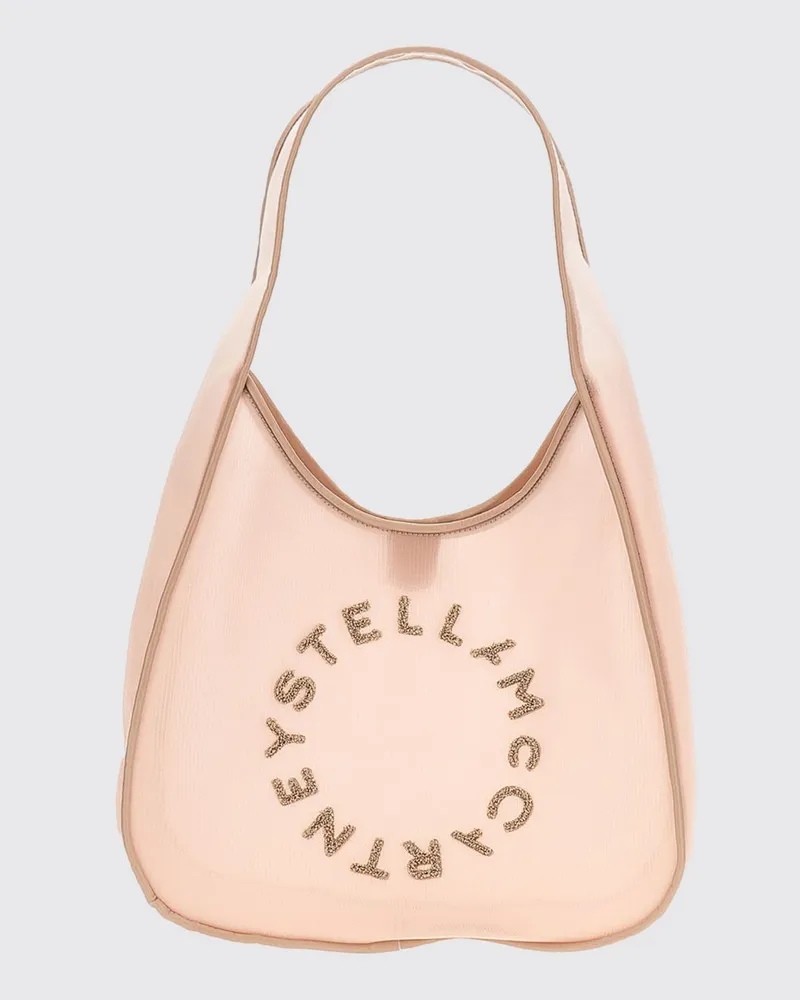 Stella McCartney Schultertasche aus Polyamid mit gesticktem Logo und abgerundeter Form Pink