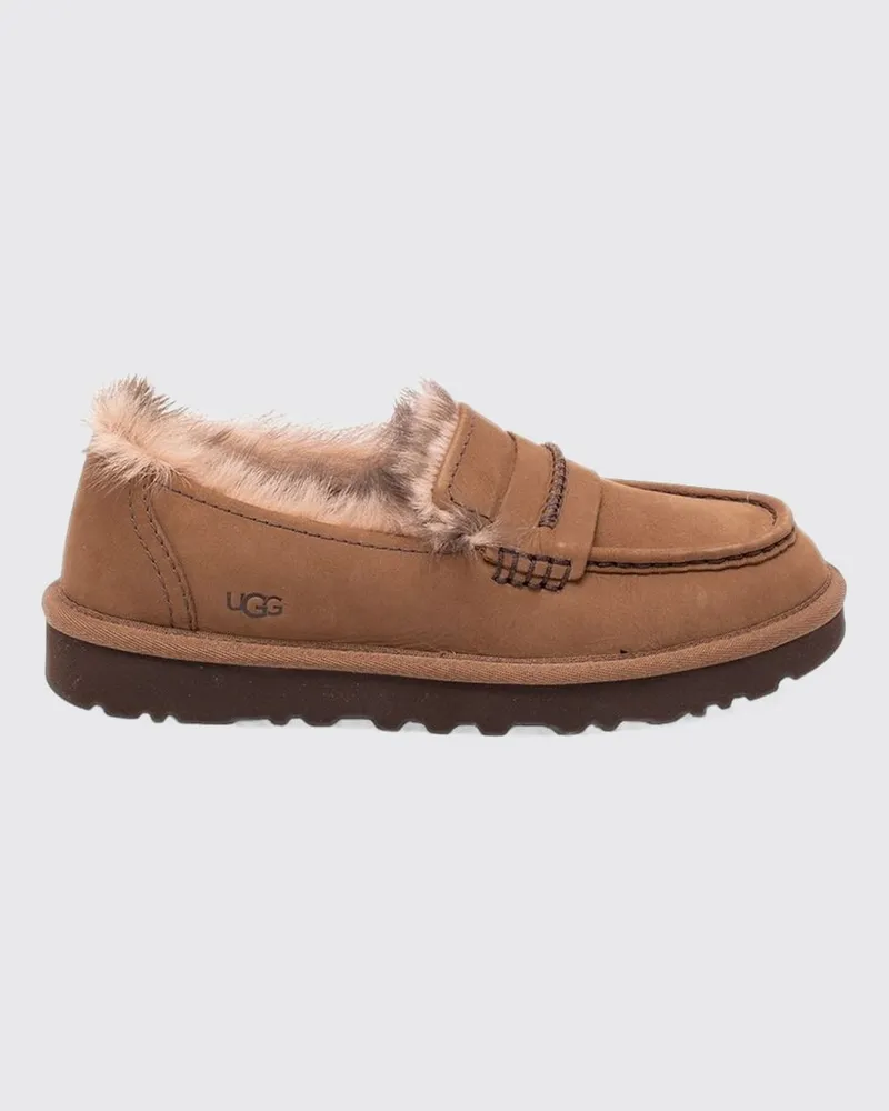 UGG Ellis Penny-Loafer aus Nubukleder mit Shearling-Futter Braun