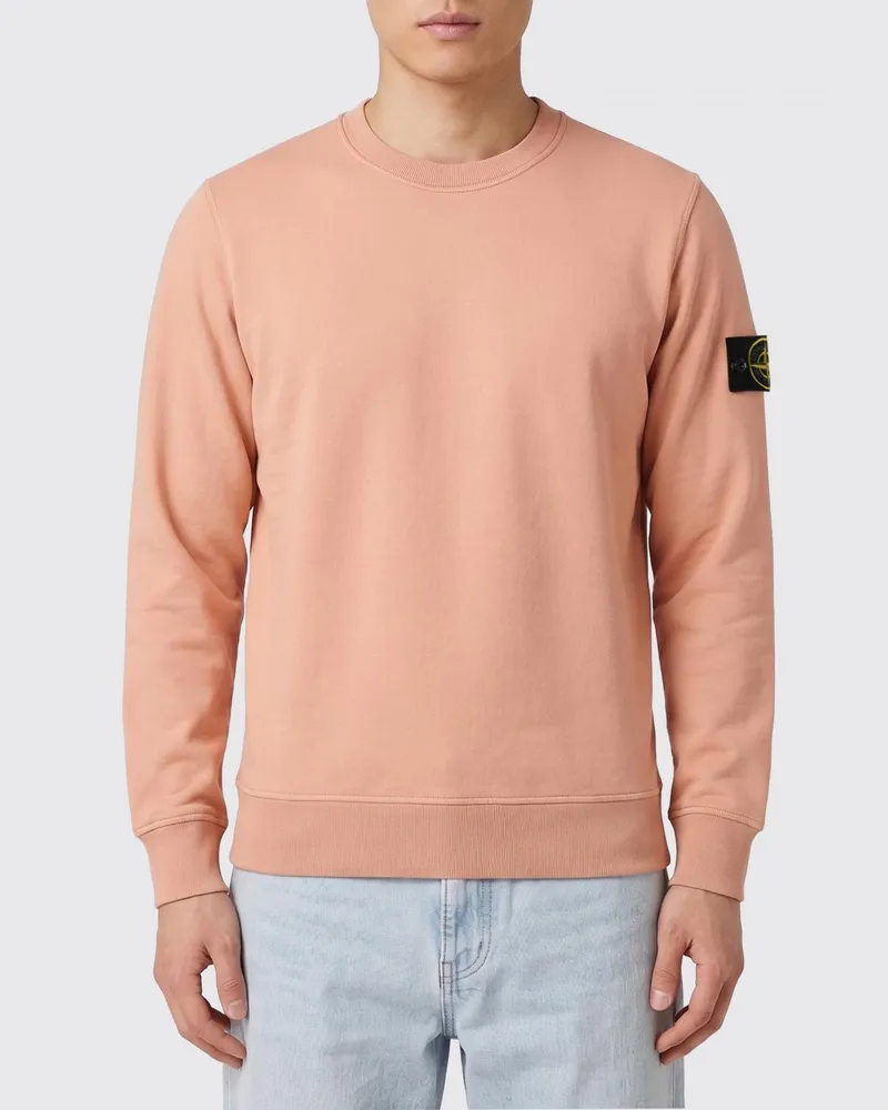 Stone Island Rundhals-Sweatshirt aus Baumwolle mit Abzeichen Nude