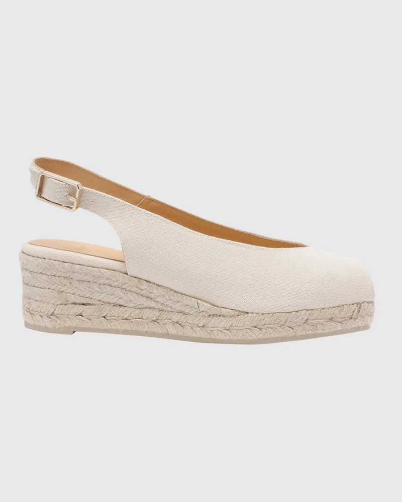 Castañer Dosalia Canvas-Sandalen mit mittlerem Keilabsatz, offener Zehenpartie und Knöchelriemen Weiß