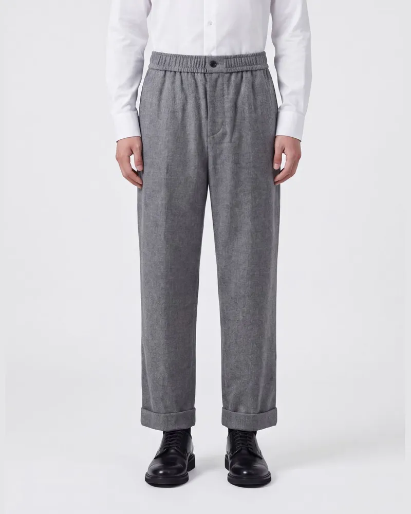 Giorgio Armani Slim Fit Hose aus Schurwolle und Kaschmir mit elastischem Bund Grau