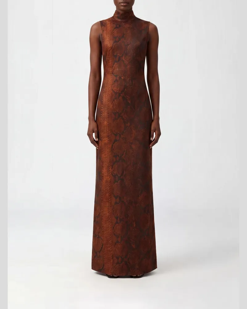 Jean Paul Gaultier Asymmetrisches Maxikleid aus Viskose mit Python-Print Rot